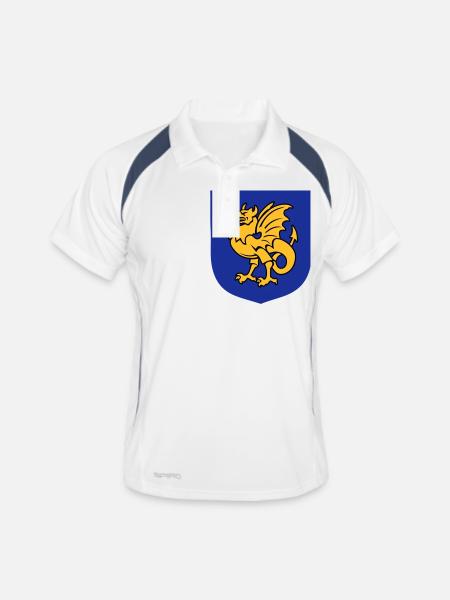 Fantasy-Kreatur Greif Zeichnung Bornholm - Männer Polo atmungsaktiv - Weiß/Navy - Vorne