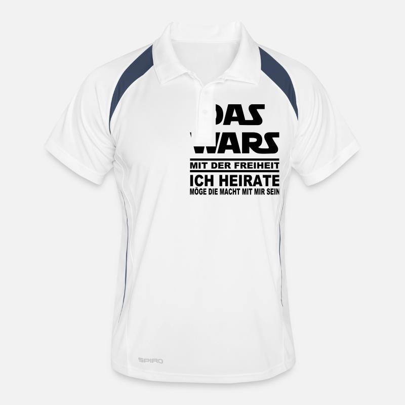 DAS WARS x HEIRATE - Männer Polo atmungsaktiv - Weiß/Navy