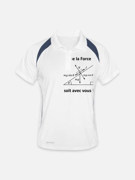 Que la Force soit avec vous T shirt humour maths - Polo respirant Homme - blanc/marine - Devant