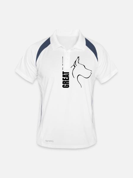 GREAT DANE kupiert PROFIL WILSIGNS - Männer Polo atmungsaktiv - Weiß/Navy - Vorne