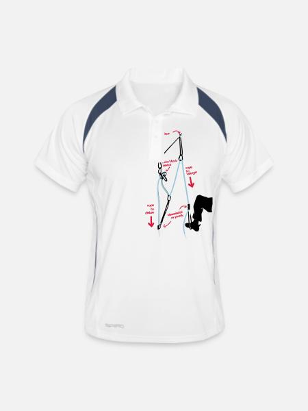 Klettern - Flaschenzug zur Partnerrettung - Männer Polo atmungsaktiv - Weiß/Navy - Vorne