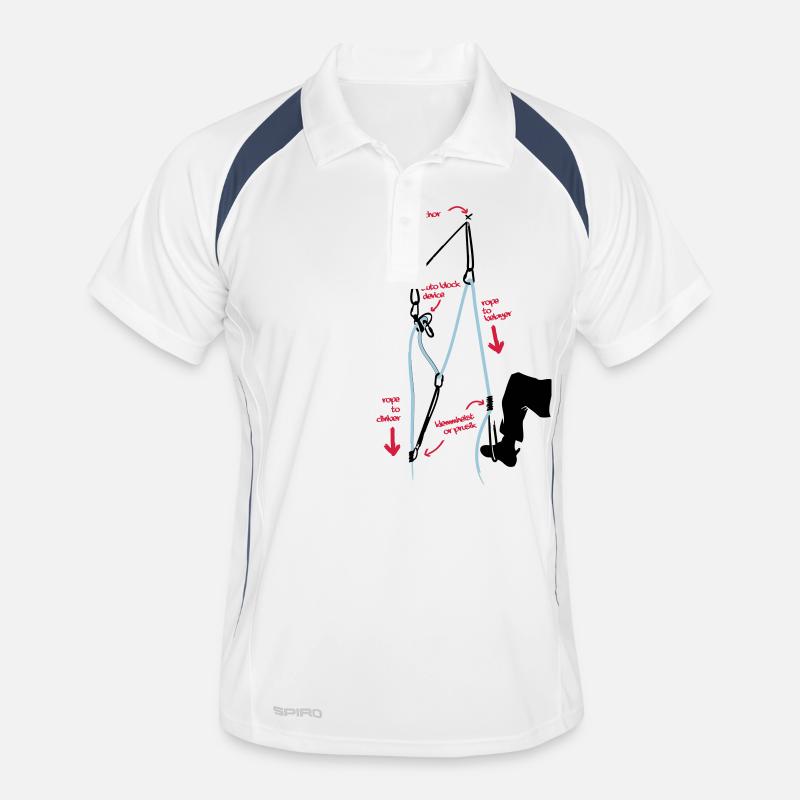 Climbing - Pulley for buddy rescue - Men's Polo breathable - white/navy