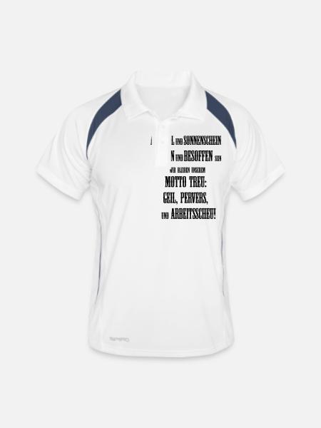 Alkohol und Sonnenschein - Männer Polo atmungsaktiv - Weiß/Navy - Vorne