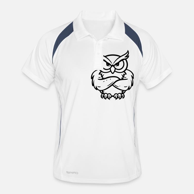 eule comic - Männer Polo atmungsaktiv - Weiß/Navy