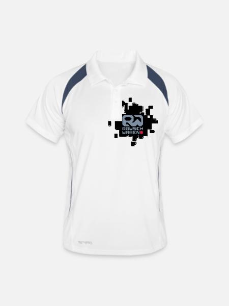 Rauschwaren Komplettlogo - Männer Polo atmungsaktiv - Weiß/Navy - Vorne