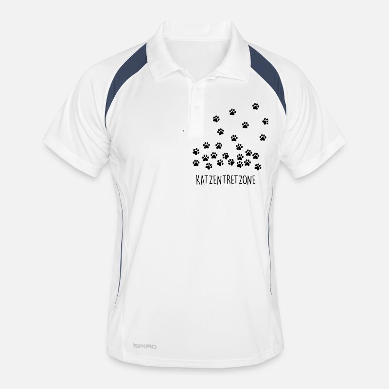Katzen Tretzone - Männer Polo atmungsaktiv - Weiß/Navy