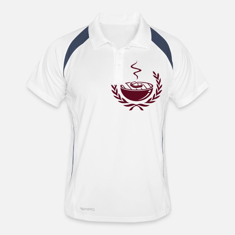 Barbecue - Männer Polo atmungsaktiv - Weiß/Navy