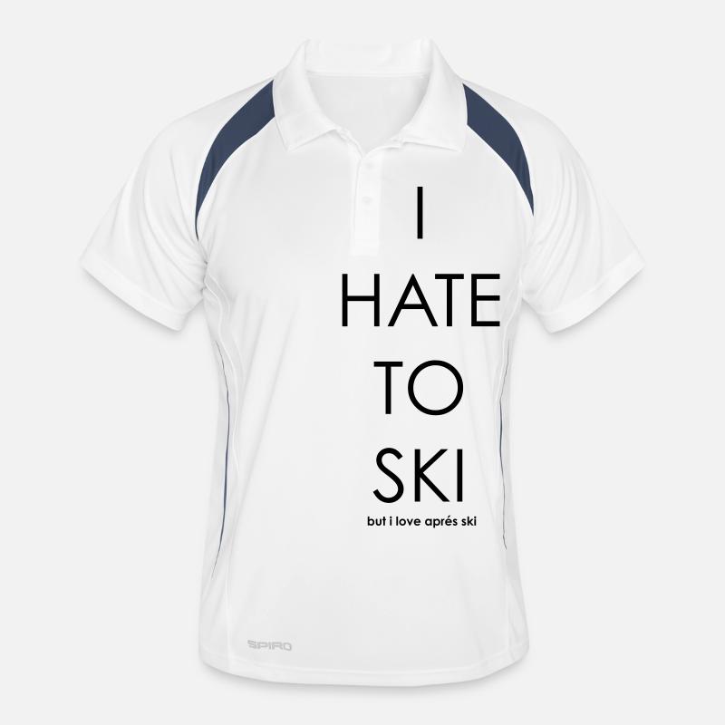 I Hate To Ski - Männer Polo atmungsaktiv - Weiß/Navy