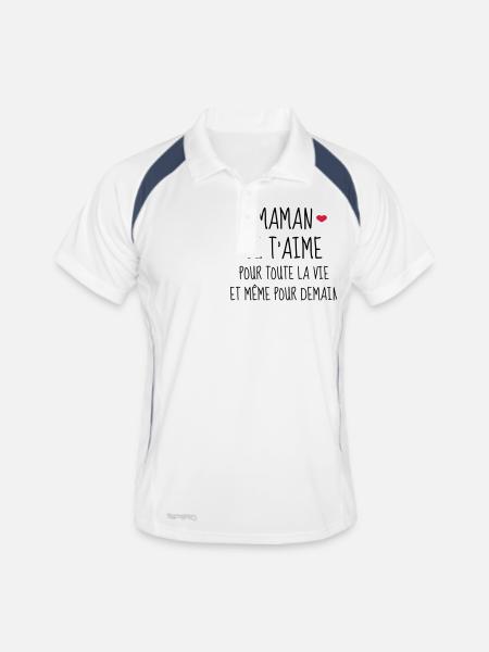 Maman je t'aime - Mère - Bébé - Naissance - Amour - Polo respirant Homme - blanc/marine - Devant