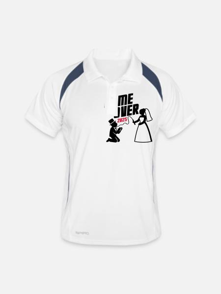 Game Over 2025 Ehe Paar Hochzeit - Männer Polo atmungsaktiv - Weiß/Navy - Vorne