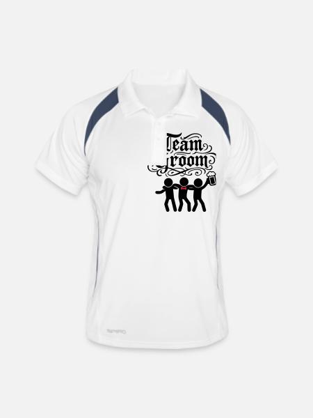 Team Groom Junggesellinnenabschied - Männer Polo atmungsaktiv - Weiß/Navy - Vorne