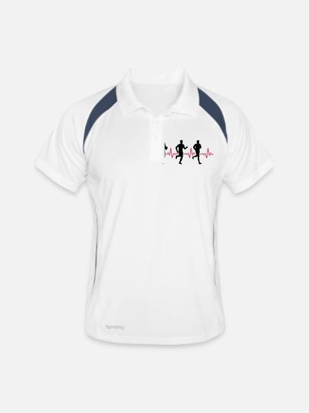 Sport - Jogger Gruppe Puls - Männer Polo atmungsaktiv - Weiß/Navy - Vorne