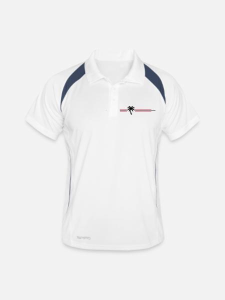 Icône de palmier - Polo respirant Homme - blanc/marine - Devant