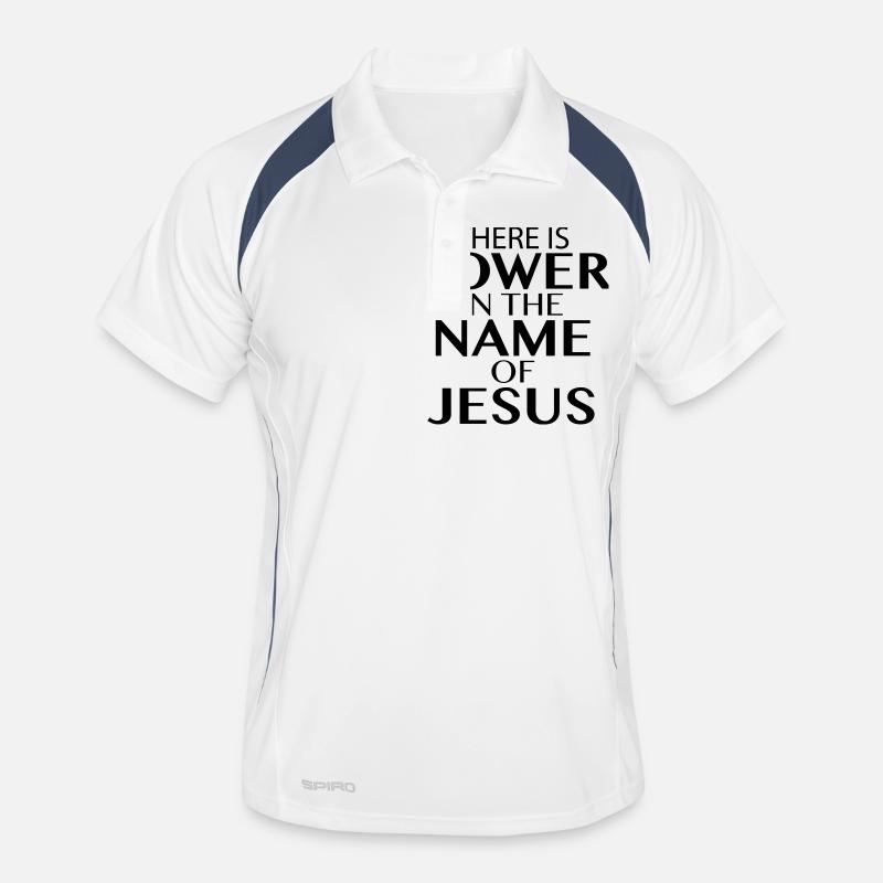 Jesus Power - Männer Polo atmungsaktiv - Weiß/Navy