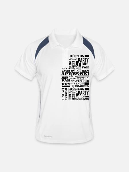 Skifahren - Apres ski - Winter - Weihnachten - Männer Polo atmungsaktiv - Weiß/Navy - Vorne