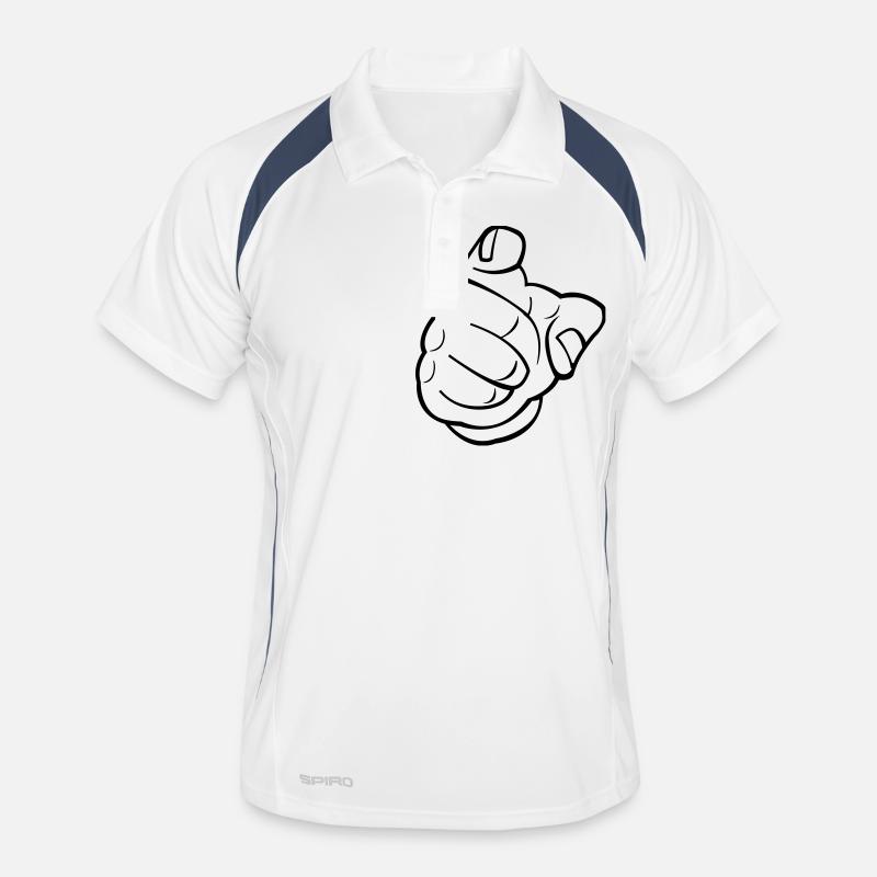 zeigefinger - Männer Polo atmungsaktiv - Weiß/Navy