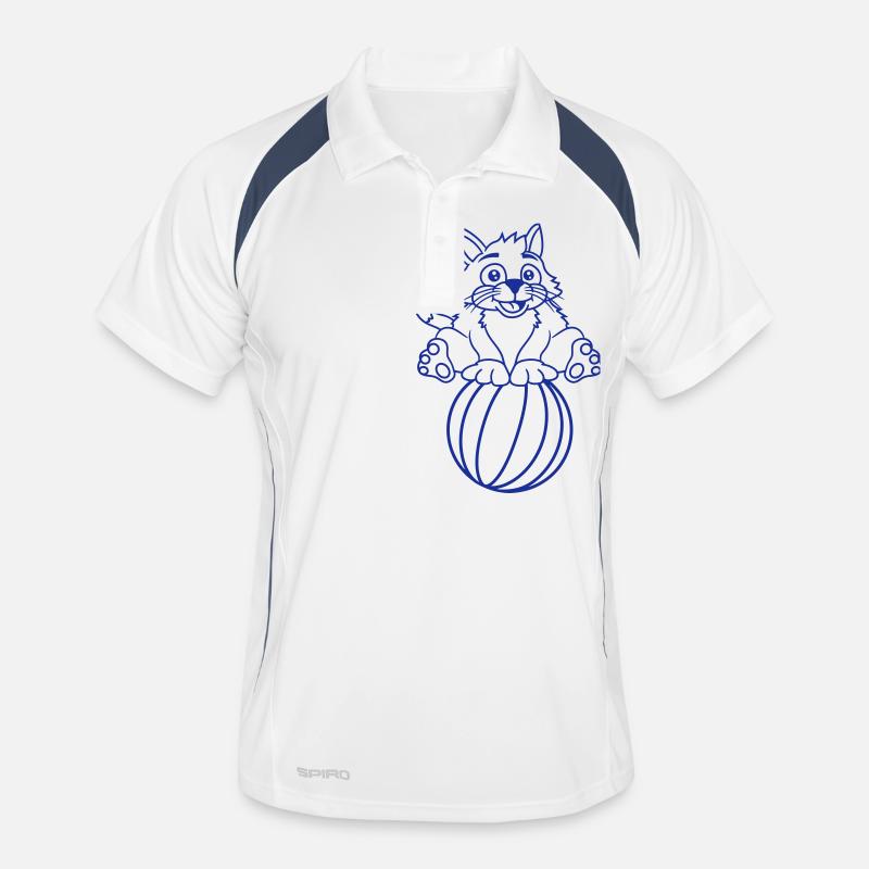 Zirkus Katze Balanciert Strand Ball Spiel Spaß Fun Männer Polo atmungsaktiv