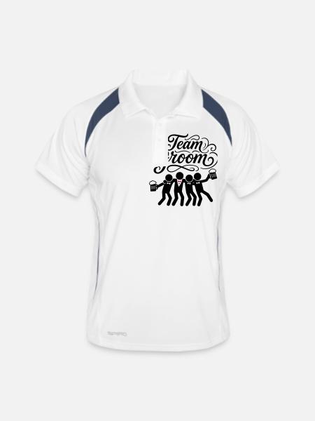 Team Groom Junggesellen - Männer Polo atmungsaktiv - Weiß/Navy - Vorne