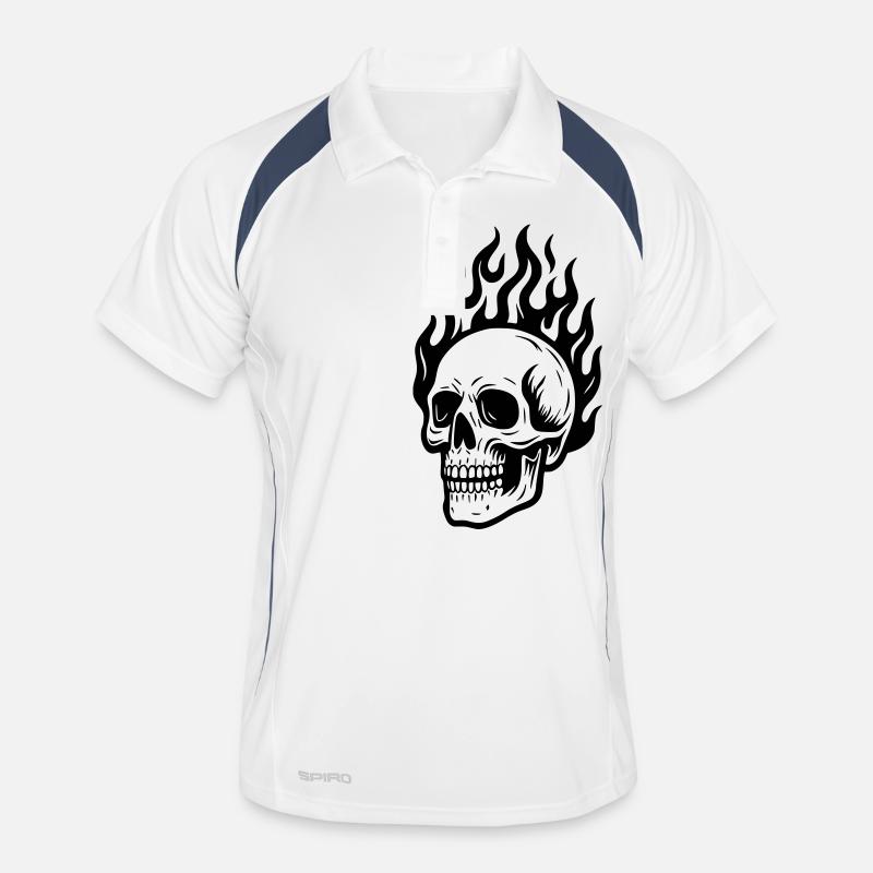 Skull ... on fire! Men's Polo breathable