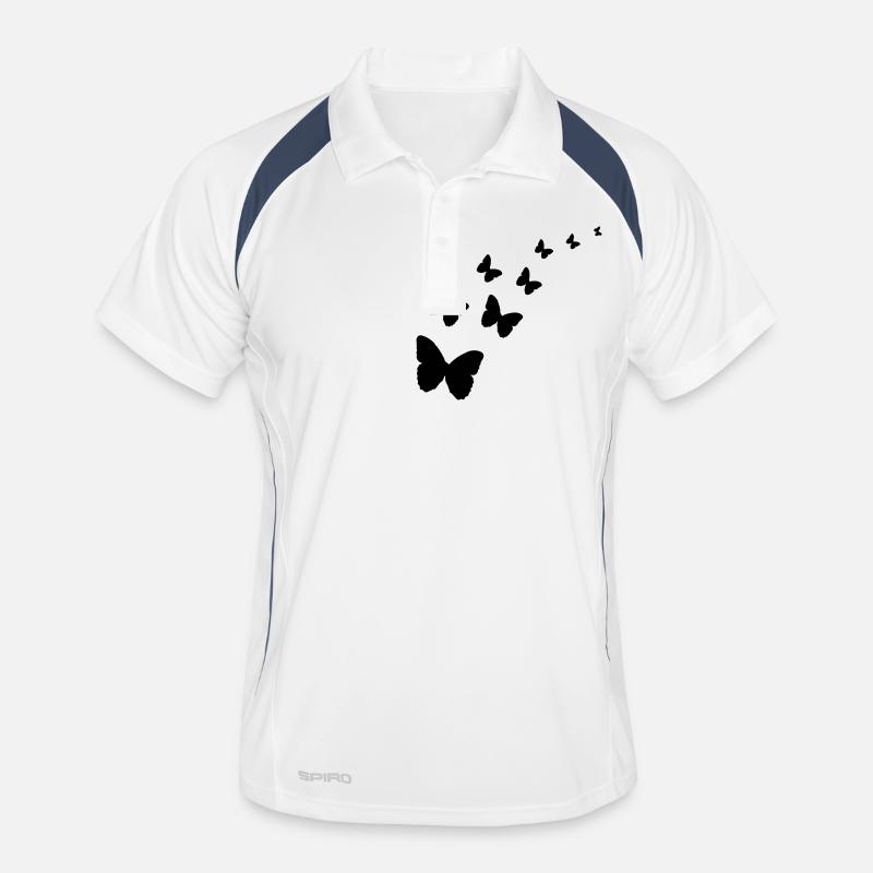 Schmetterlinge - Männer Polo atmungsaktiv - Weiß/Navy