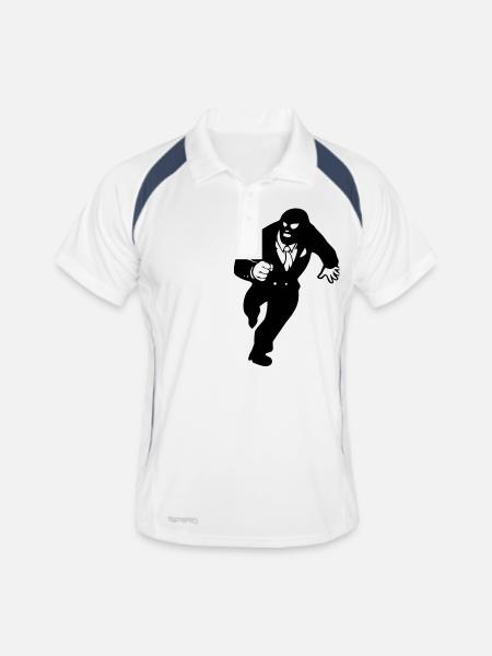 auf der flucht - Männer Polo atmungsaktiv - Weiß/Navy - Vorne