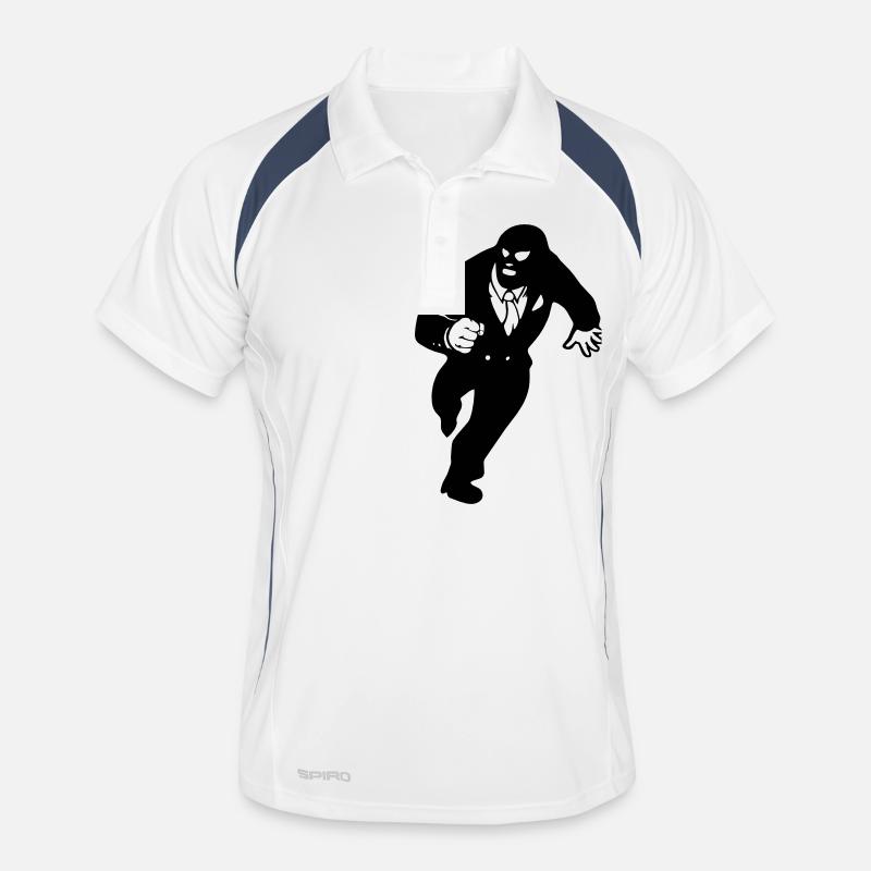 auf der flucht - Männer Polo atmungsaktiv - Weiß/Navy