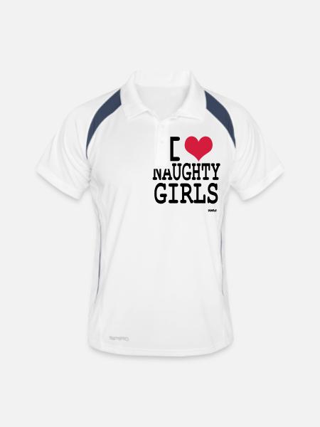i love naughty girls by wam - Polo respirant Homme - blanc/marine - Devant