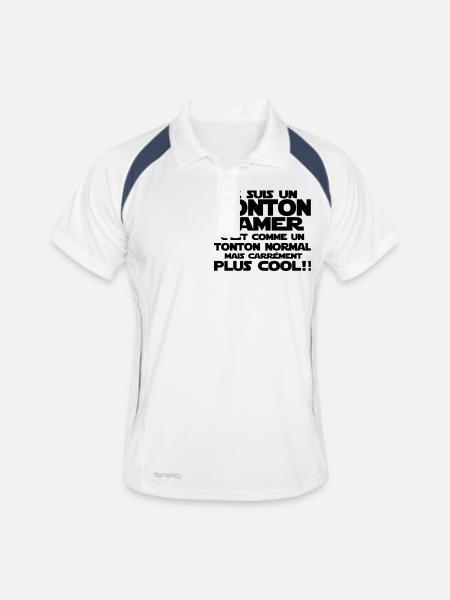 je suis un tonton gamer - Polo respirant Homme - blanc/marine - Devant