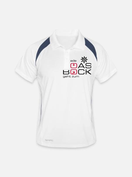 a guade Goas geht zum Bock - Männer Polo atmungsaktiv - Weiß/Navy - Vorne