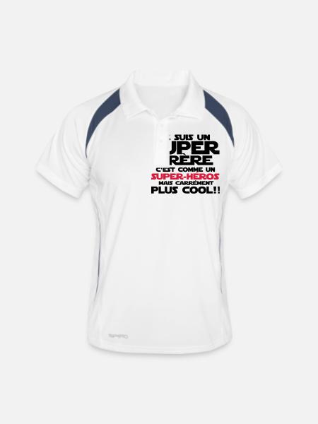 c'est comme un super-héroS(frère) - Polo respirant Homme - blanc/marine - Devant
