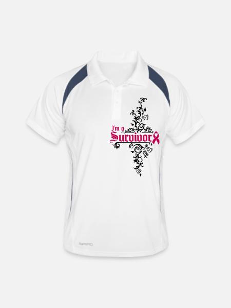 I'm a cancer survivor - Männer Polo atmungsaktiv - Weiß/Navy - Vorne
