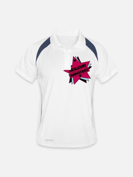 Animateur / Animatrice / Animator / Animador / No - Männer Polo atmungsaktiv - Weiß/Navy - Vorne