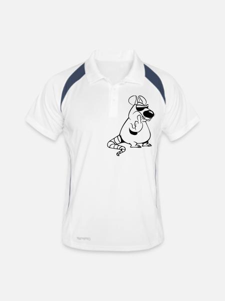 Doigts Stinky de Rat Funny Lunettes de soleil Cool - Polo respirant Homme - blanc/marine - Devant