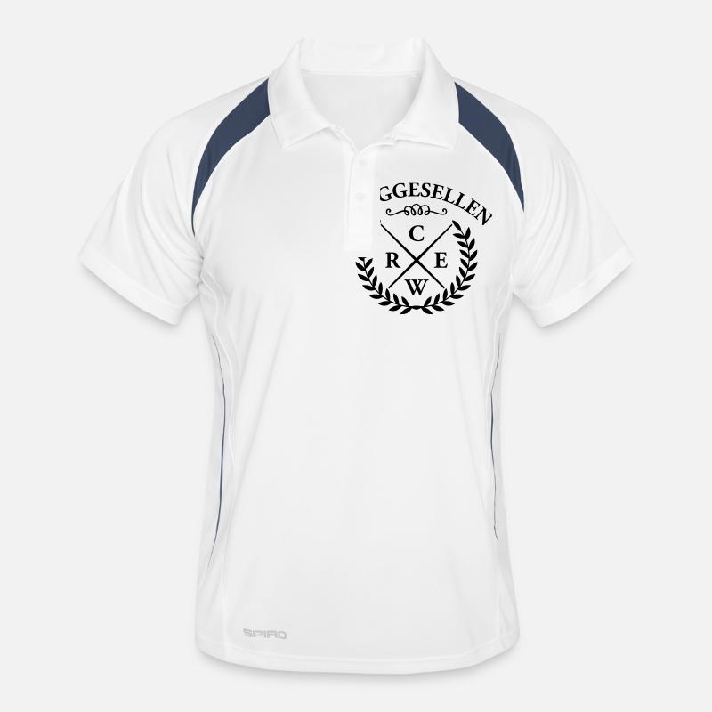 junggesellen crew - Männer Polo atmungsaktiv - Weiß/Navy