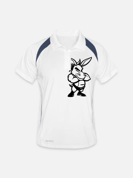 esel comic - Männer Polo atmungsaktiv - Weiß/Navy - Vorne