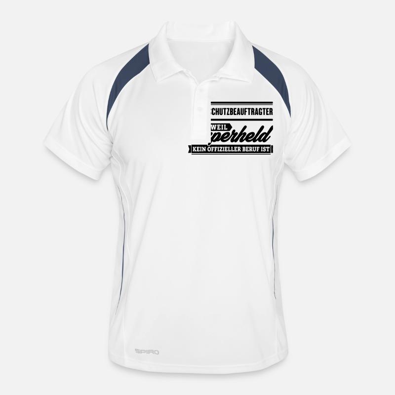 Superheld Datenschutzbeauftragter - Männer Polo atmungsaktiv - Weiß/Navy