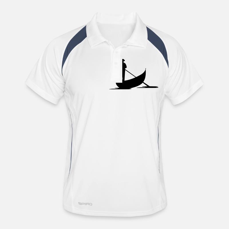 Freizeit - Gondel Venedig - Männer Polo atmungsaktiv - Weiß/Navy