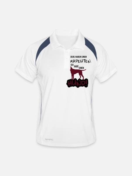 Therapie Hund - Männer Polo atmungsaktiv - Weiß/Navy - Vorne