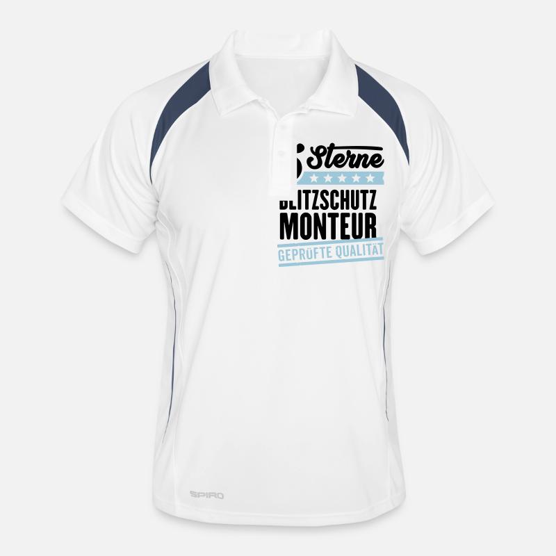 5Sterne Blitzschutzmonteur - Männer Polo atmungsaktiv - Weiß/Navy