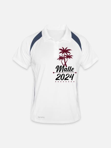 malle 2024 001 - Männer Polo atmungsaktiv - Weiß/Navy - Vorne