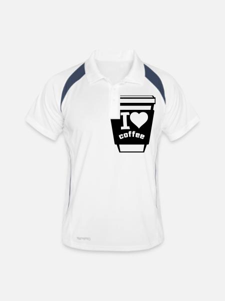 I love coffee 1 - Men's Polo breathable - white/navy - Front
