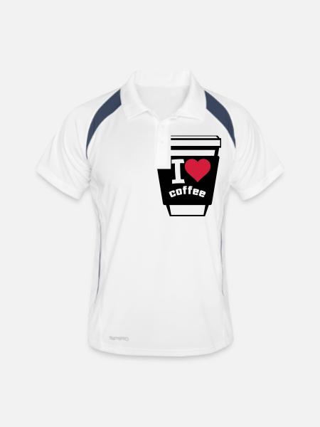 I Love Coffee 02 - Men's Polo breathable - white/navy - Front