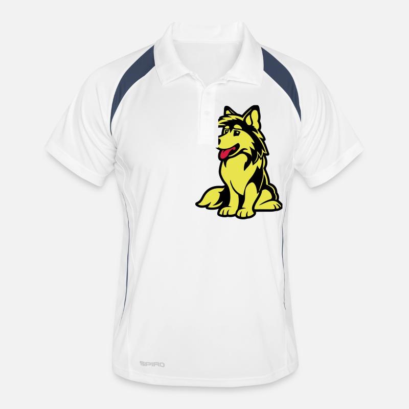 dog comic hund - Männer Polo atmungsaktiv - Weiß/Navy