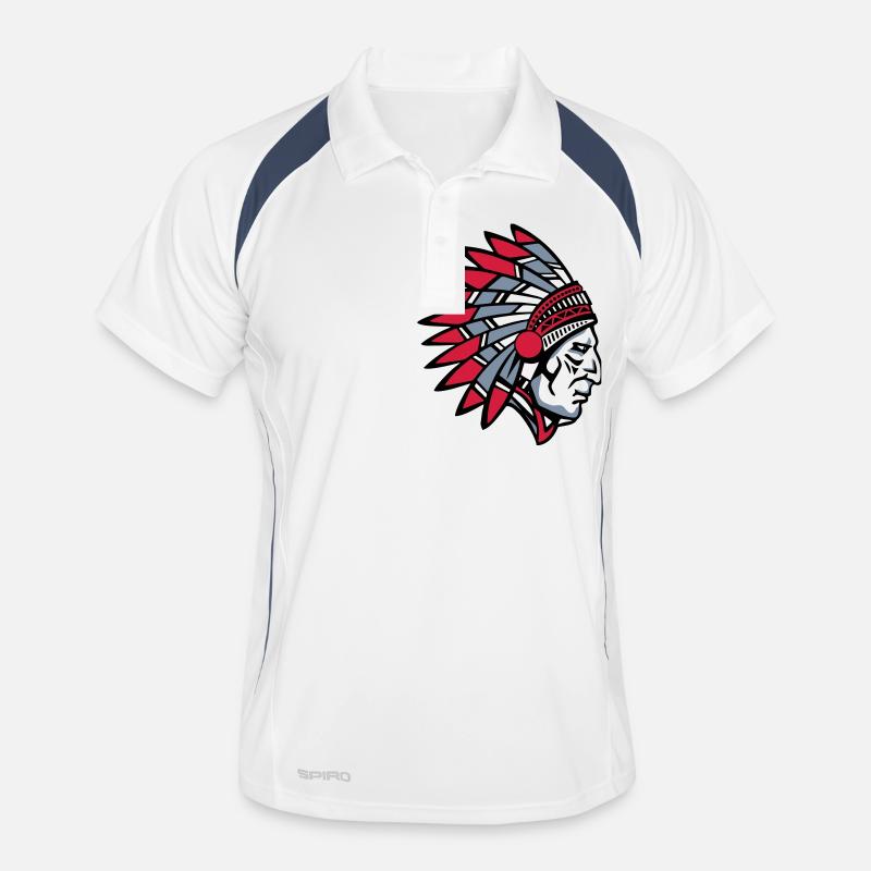 Indian Indianer - Männer Polo atmungsaktiv - Weiß/Navy