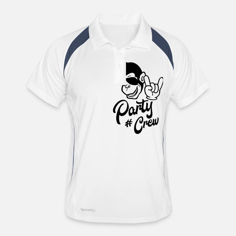monkey cool party crew - Männer Polo atmungsaktiv - Weiß/Navy