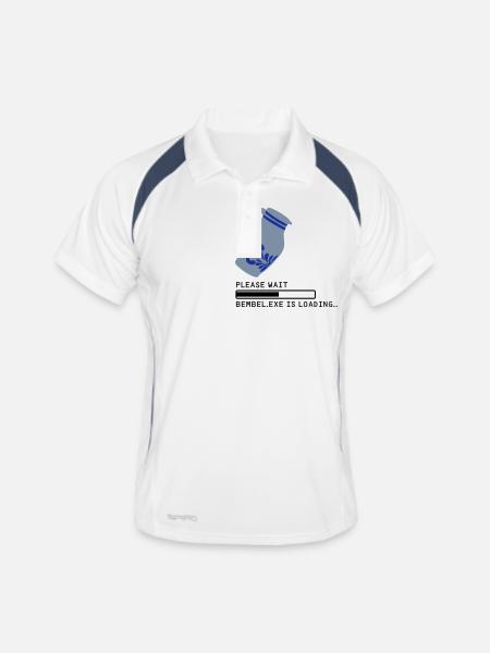 Bembel.EXE Loading... - Männer Polo atmungsaktiv - Weiß/Navy - Vorne