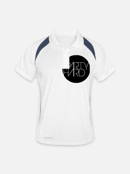 party hard - Männer Polo atmungsaktiv - Weiß/Navy - Vorne