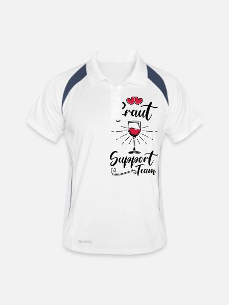 braut support team wein - Männer Polo atmungsaktiv - Weiß/Navy - Vorne