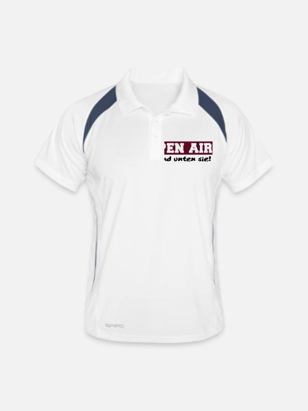 Open Air - ... und unten sie! - Männer Polo atmungsaktiv - Weiß/Navy - Vorne