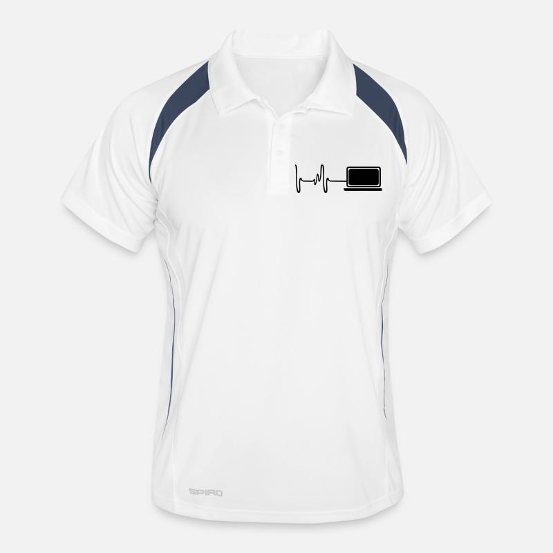 Laptop Heart Pulse Pc Programmer - Men's Polo breathable - white/navy